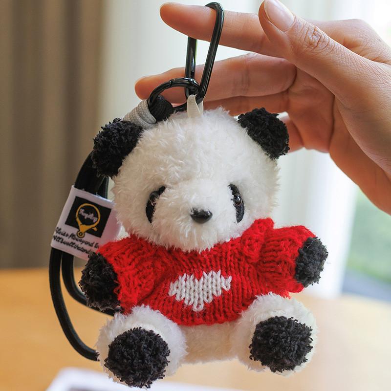 Colorful Panda Plush Keychain With Pp Cotton Filling For Girls And Kids