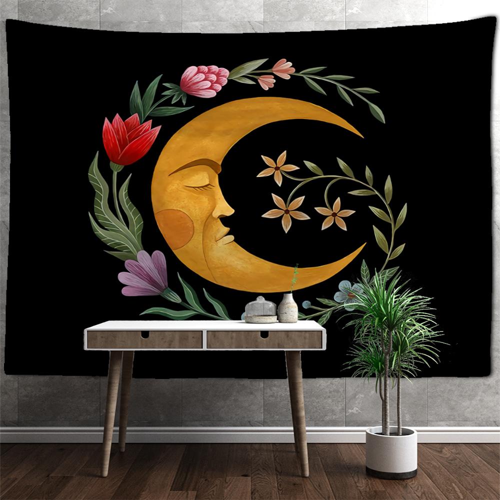 Искусство Иллюстрация Гобелен Настенный Психоделический Колдовство Tapiz Солнце И Луна Эстетика Комната Домашний Декор