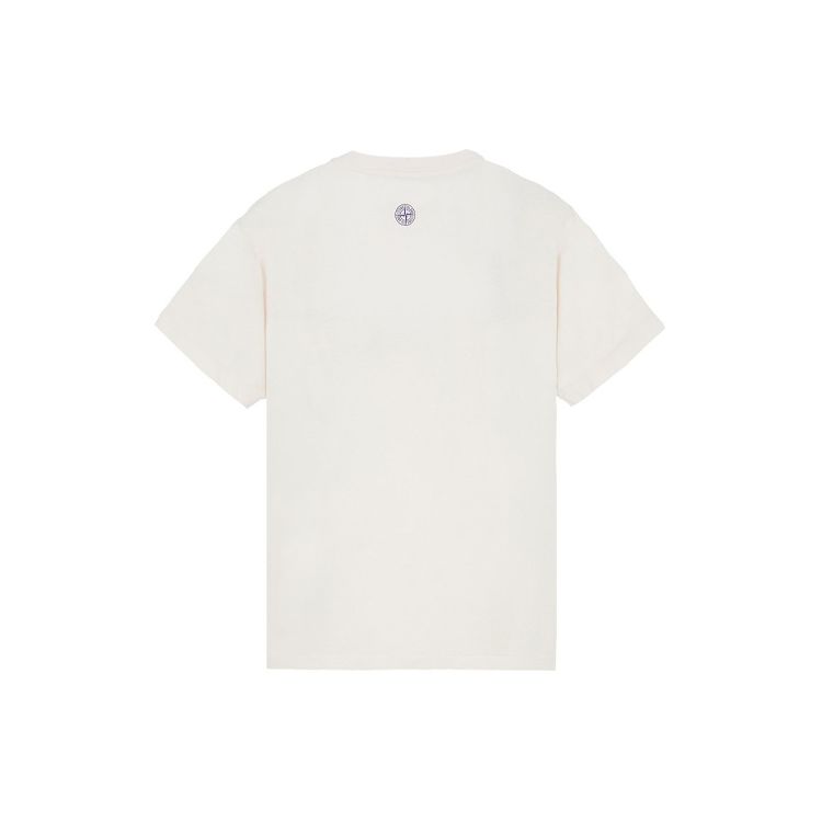 STONE ISLAND Мужская футболка с принтом логотипа и полосками, круглым вырезом, коротким рукавом, SS22, Топы, Вне белого цвета, 76152NS92-V0080