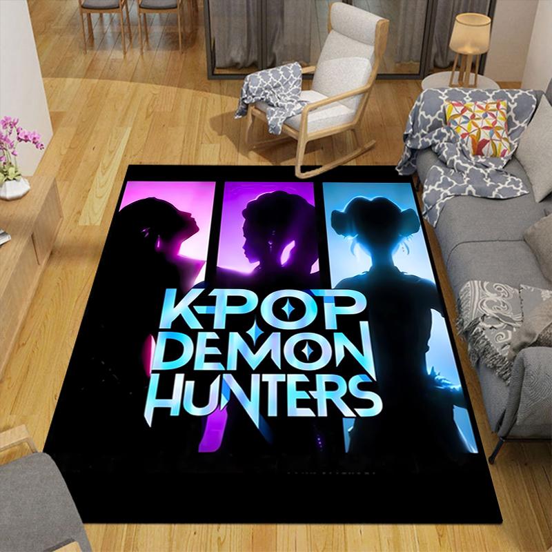 1Pc Kpop Demon Hunters Rug, Office Carpet Indoor Outdoor Doormat, Non-Slip, Comfortable, Living, Christmas Halloween, Xmas Gift L1315