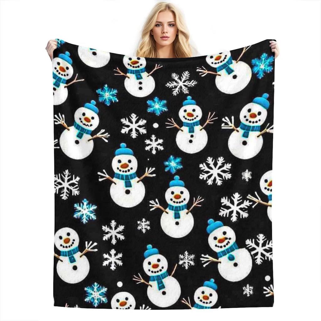 Christmas Decor with Snowflakes and Gifts Flannel Throw BlanketSoft AntiPilling Fleece Blanket for CouchBed Lightweight