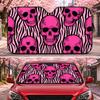 Funny Pink Skull Sun Visor Aluminum Foil Windshield Sunshade with Reflective UV Protection Heat Insulation Foldable Fit