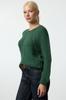 Women's Elegance Style Sweater Emerald Green Soft Textured Hair Braided Seamless Knitwear Sweater
