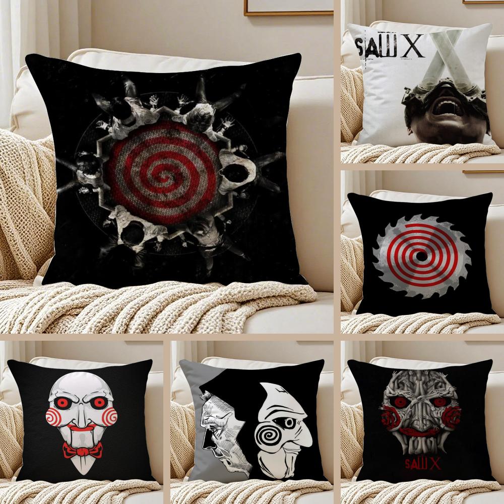 Horror Movie SSaw X Cushion Cover Silky Short Plush DoubleSided Printed Pillow Case for Sofa All Seasons Home Decor Gift