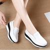 Женские лоферы на плоской подошве, осенние повседневные кожаные прогулочные кроссовки на толстой подошве, туфли на танкетке с круглым носком, Zapatos De Mujer
