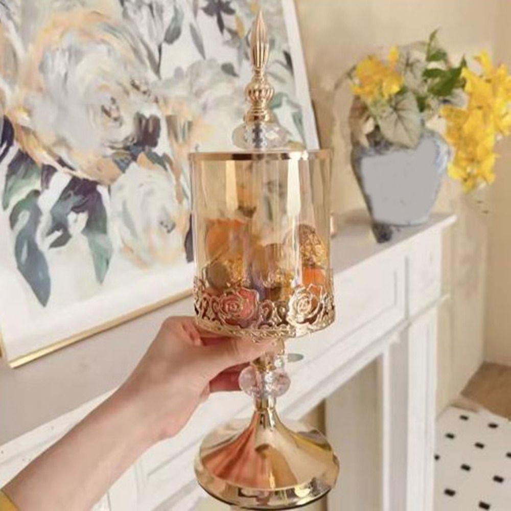 Vintage Crystal Glass Storage Jar Decorative Candy Jar European Style Candy Jar Party