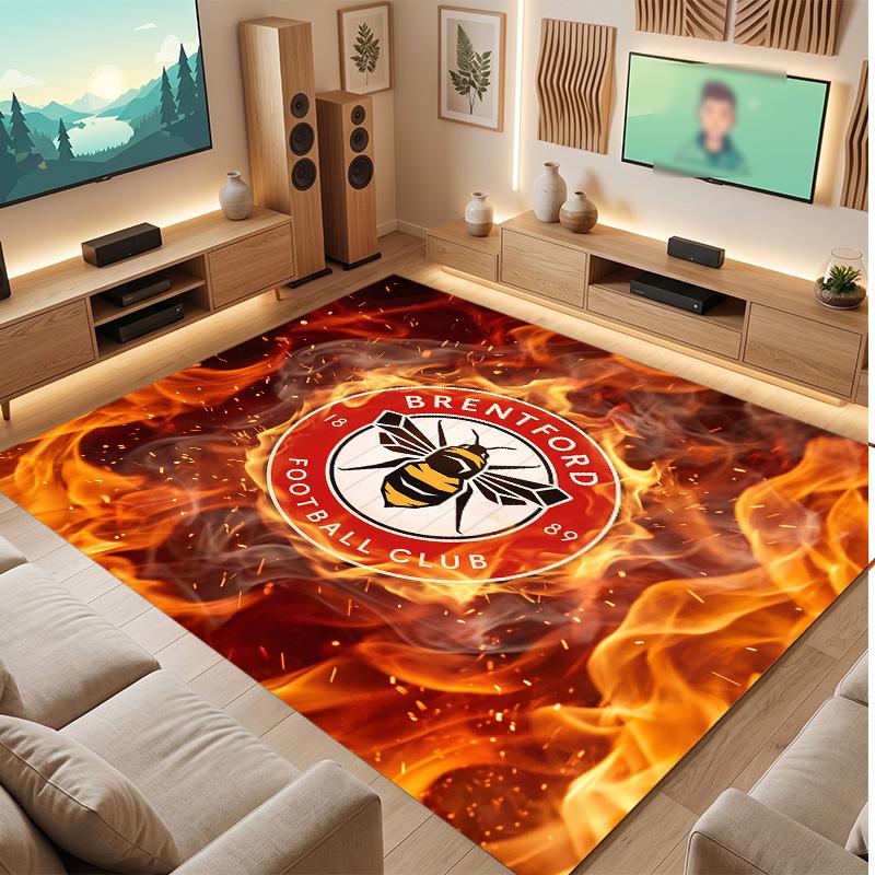 Ковер из хрустального бархата с принтом футбольного клуба «Брентфорд», удобный, влаговпитывающий, нескользящий, для помещений