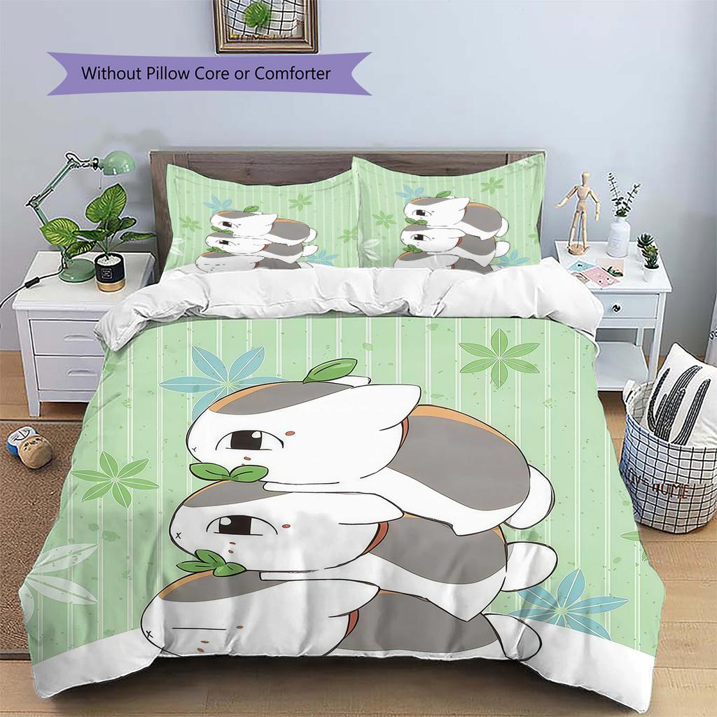 Natsume's Book of Friends Pattern Bedding Quilt Set Home Decoration Gift (1 * duvet cover + 2 * pillowcase without core)
