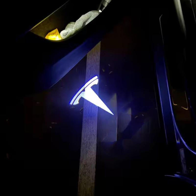 Car Door Welcome Light Led Projector Lamp For Tesla Model 3 Y Model X S Courtesy Lamps