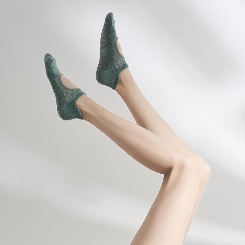 1 пара женских противоскользящих носков, дышащие силиконовые носки с открытой спиной в горошек, пилатес Barre, домашнее спортивное нижнее белье для танцев в помещении