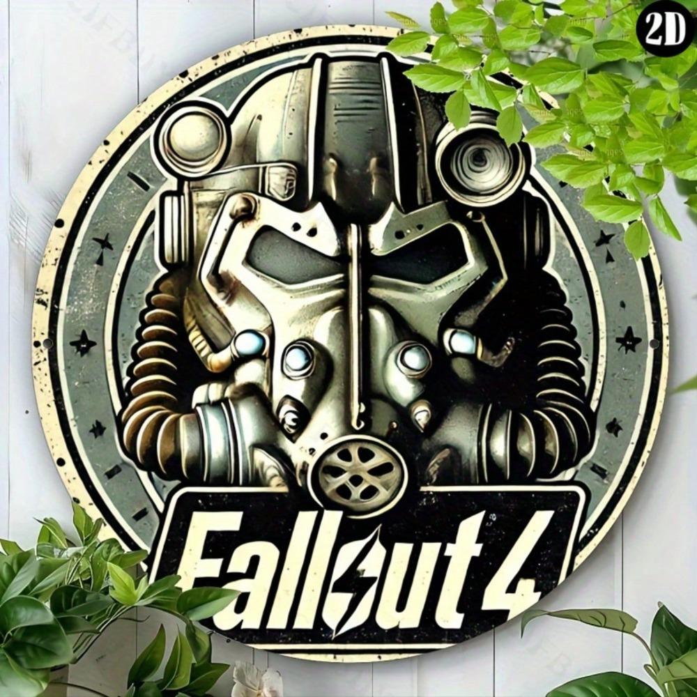Fallout 4 Металлическая жестяная табличка Круглая 8x8 дюймов Винтажное искусство Настенный декор