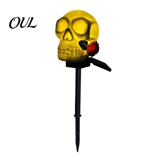 Pathway Lights for Halloween Party Garden Skull Solar Light, See Hear Speak No Evil Spooky Wireless Powered Decor Waterproof LED Light with Stake Yard
