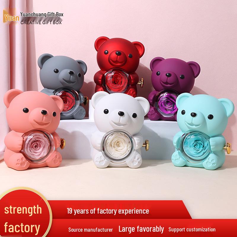 Трансграничная Шкатулка для украшений 'Обнимающийся медведь и вечная роза'