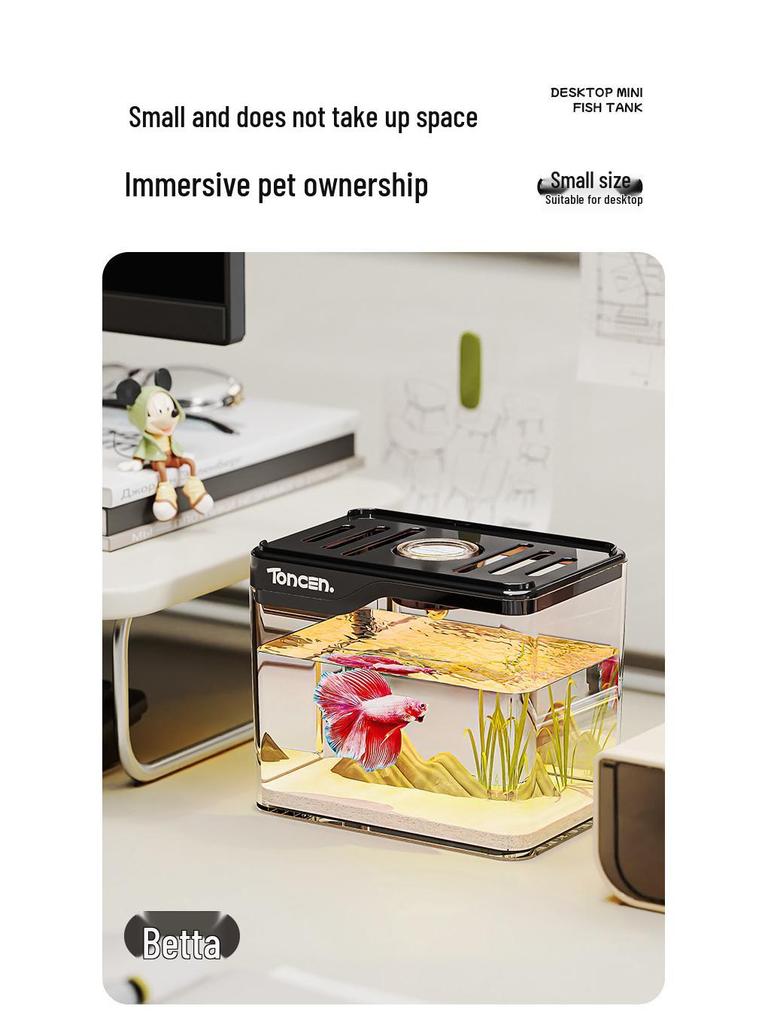 Mini Transparent Desktop Aquarium for Goldfish - Eco-Friendly Home Decor Fish Tank