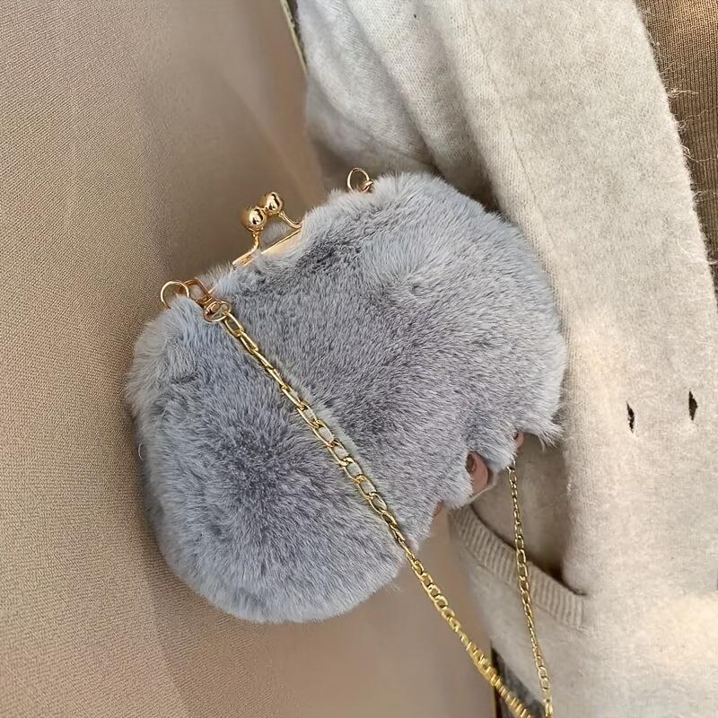 Женская сумка-клатч с клипсой, осенне-зимняя, плюшевый плечевой ремень, кошелек для монет, одинарная диагональная кроссбоди, универсальная сумка