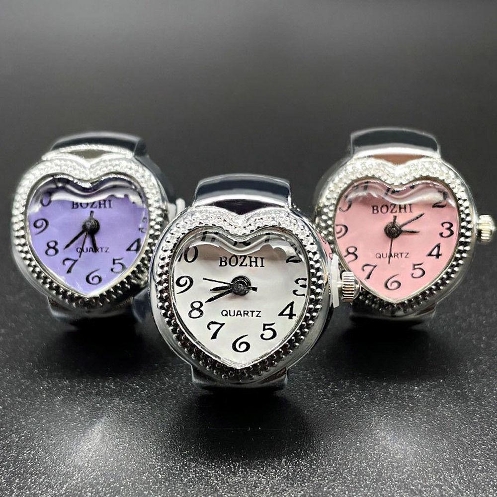 Elastic Stretchy Rings Love Quartz Ring Watch Digital Watch Round Quartz Finger Rings Ring Watch