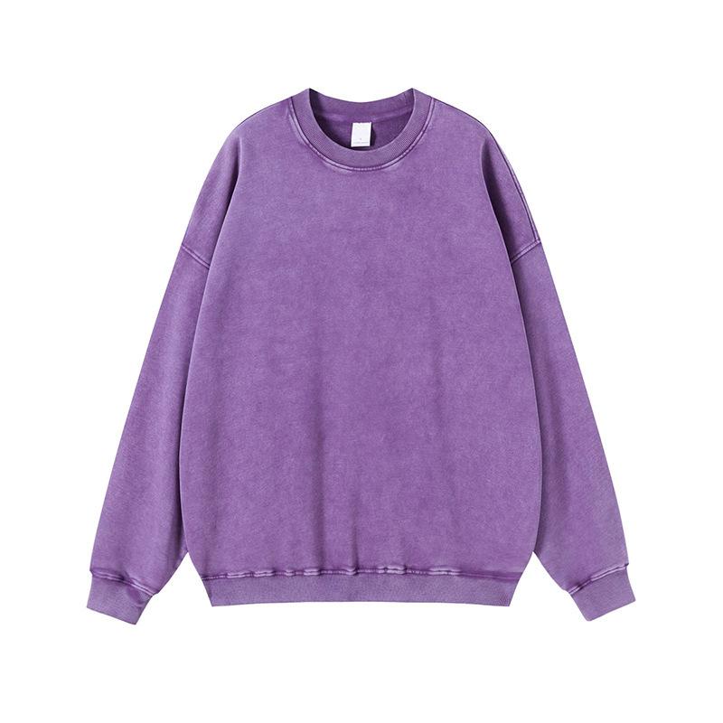 Осенне-зимний мужской свитер в американском стиле ретро, выстиранный, однотонный, с круглым вырезом, большой размер, свободный джемпер