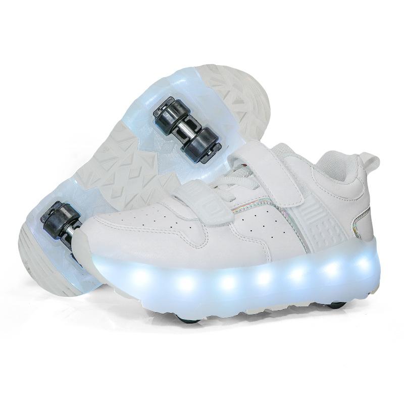 Кроссовки для мальчиков на колесиках Детские кроссовки-бегунки, ставшие интернет-знаменитостью Светящиеся роликовые коньки для катания Четырехколесные кроссовки-бегунки