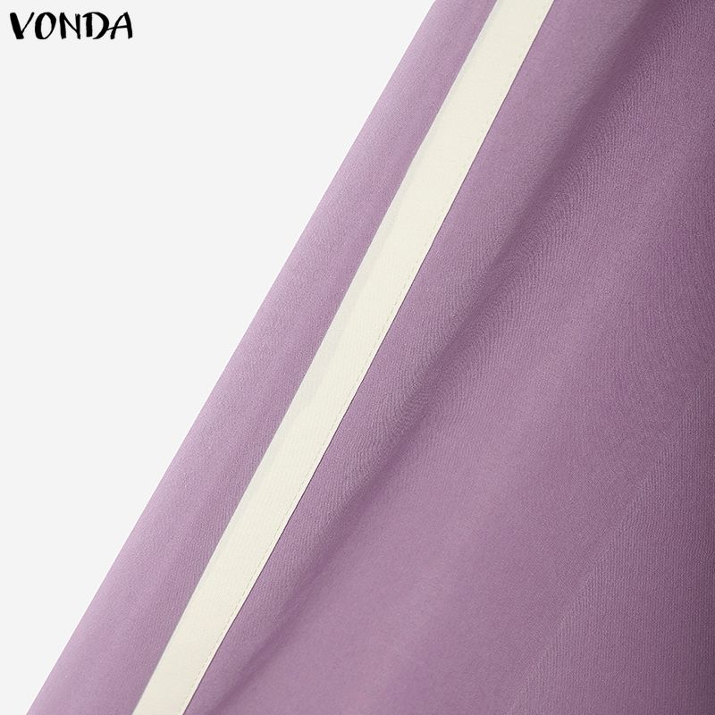 VONDA Женский элегантный комплект из двух предметов оверсайз: блузка с V-образным вырезом и коротким рукавом и брюки с широкими штанинами. Повседневный домашний костюм.
