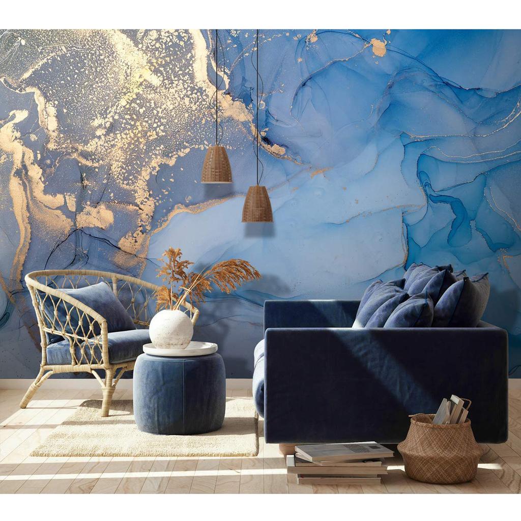 Мраморная настенная роспись Абстрактные обои Синяя мраморная роспись Гостиная Детская комната Офисный фон Мраморная настенная бумага