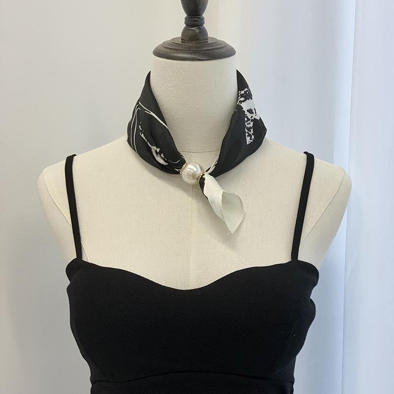 Шелковый шарф новое жемчужное ожерелье весенне-летний тонкий магнитная застежка ленивый шелковый шарф женский шарф-подвеска цепочка на ключицу