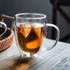 Household Egg-Shaped Double-Layer Glass Coffee Cup With Handle, Heat-Insulated Borosilicate Glass Breakfast Cup, Milk Juice Cup