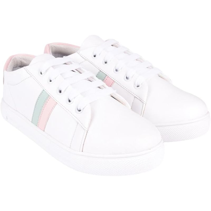 Shoetopia Girls Girls-Sneaker-Mario White Sneaker - 4 Uk (Girls-Sneaker-Mario-White)