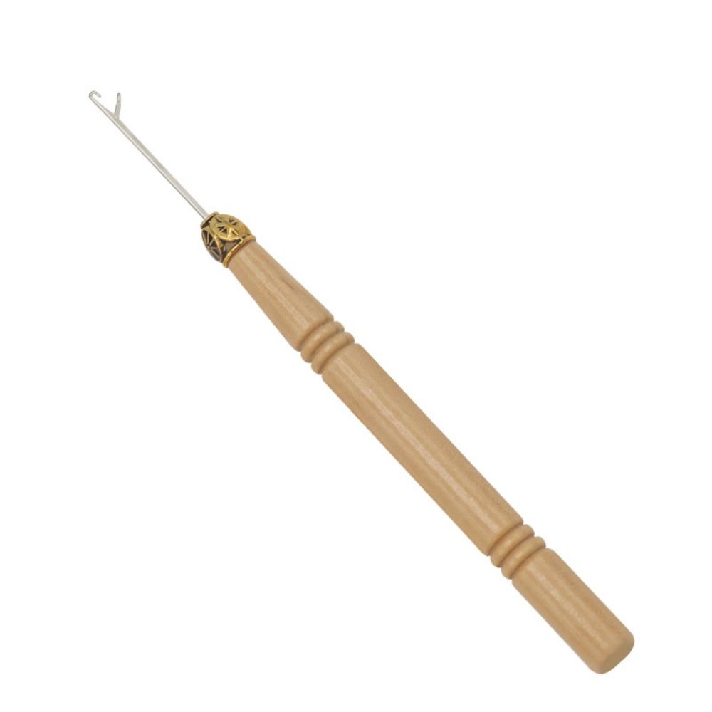 3pcs/set Wooden Handle Hook Needles Metal Micro Hook Crochet Hook for Making Wigs