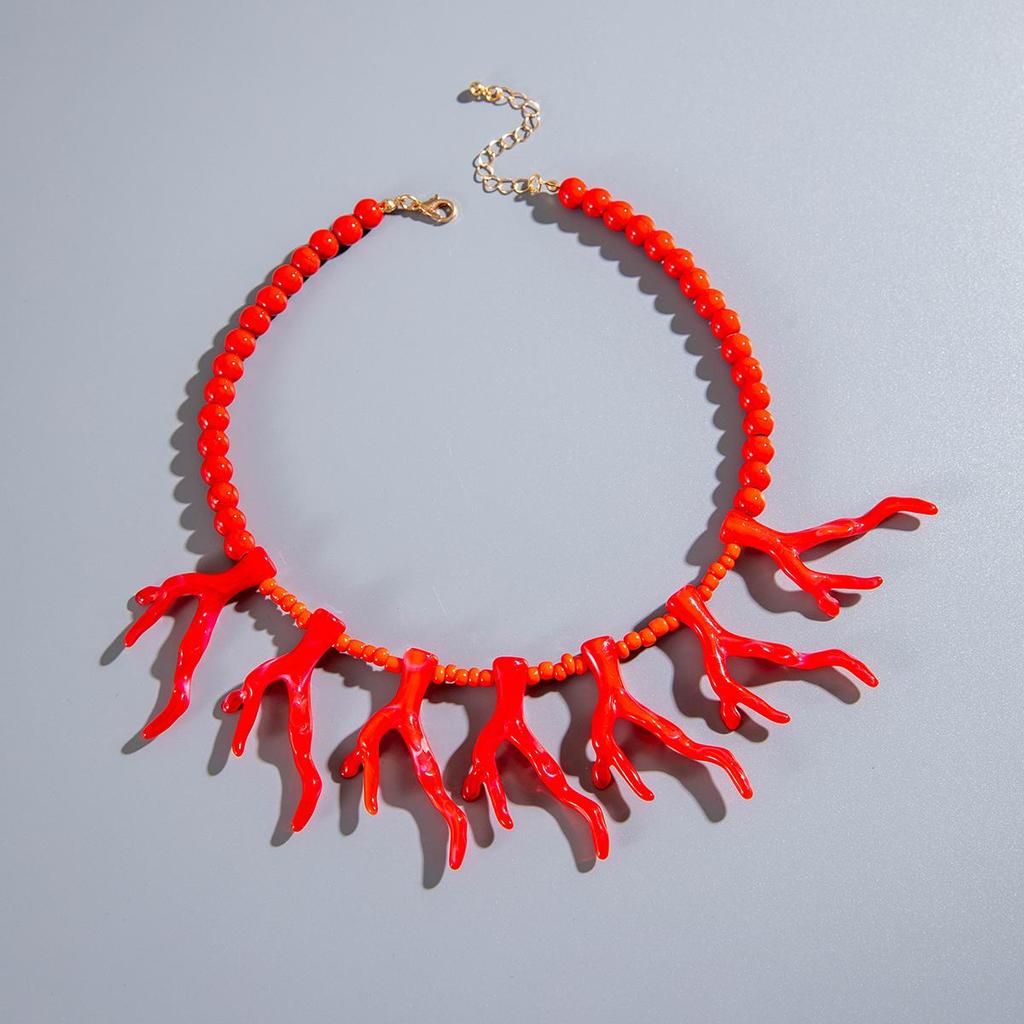 Летнее хит продаж, имитация цвета бирюзы, акриловое ожерелье с коралловым кулоном для женщин, ювелирные изделия, ожерелье для пляжного отдыха