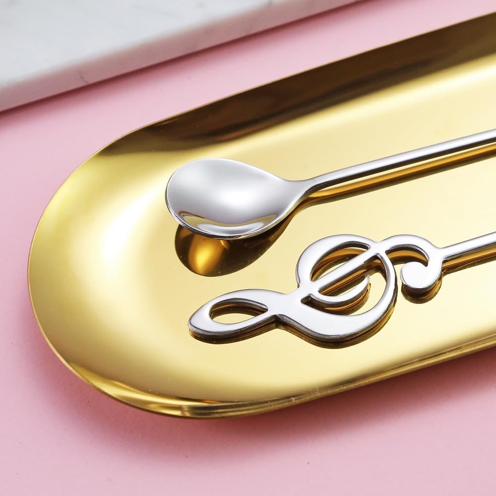 Modern Stainless Steel Music Note Treble Clef Spoon Coffee Stirrer and Ice Cream Spoon for Tea, Holidays, Gifts
