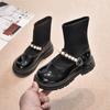 New Autumn Winter Girls' Boots Sweet Versatile Children Fashion Princess Boots Causal Glossy PU Kids Socks Shoes Elegant Chic