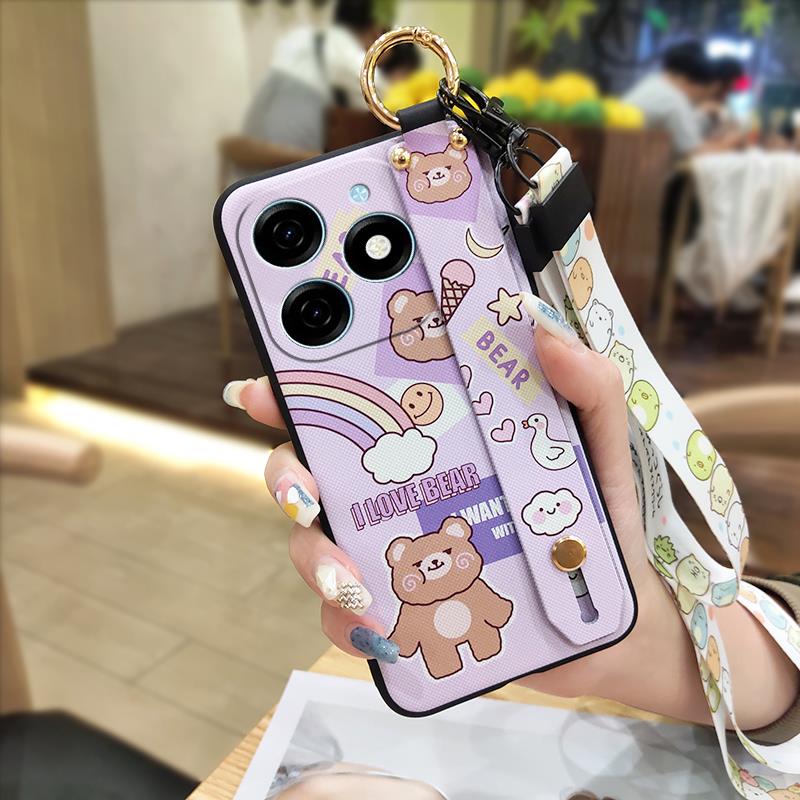 Dirt-resistant Fashion Design Phone Case For Tecno Spark20/KJ5 Shockproof Anti-knock Durable Waterproof Ring Lanyard