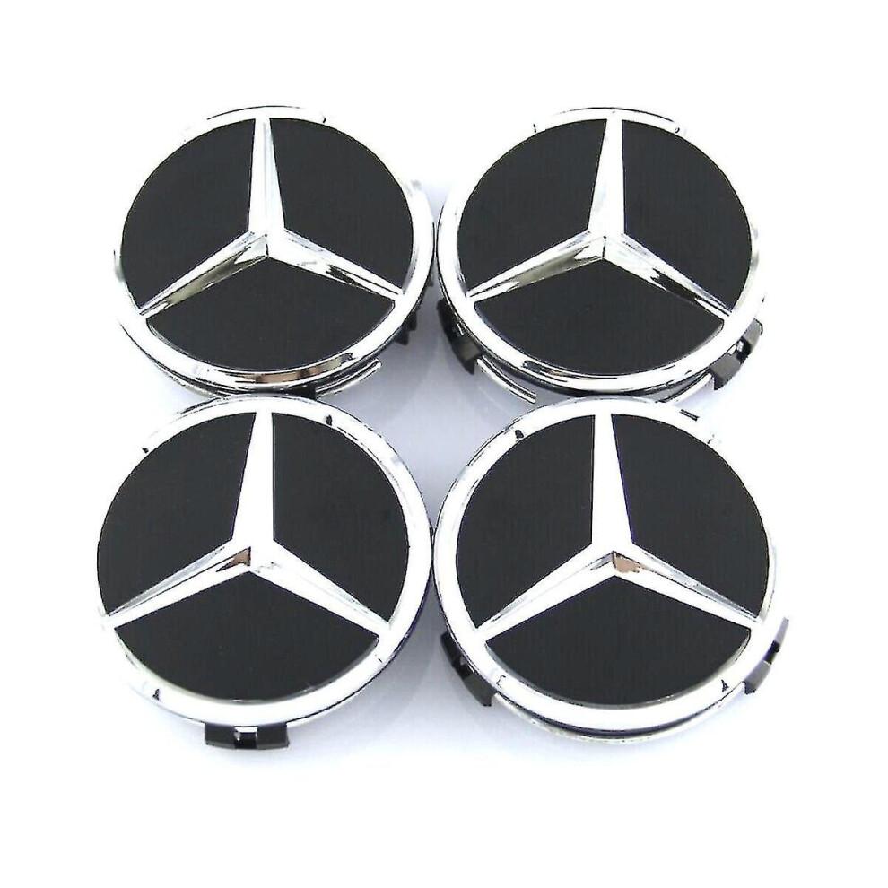 Zwart/zilver Mercedes Benz Wheel Center Caps Hub Badges 60mm 4 Pcs Voor W202 W203 W204 W208 W210