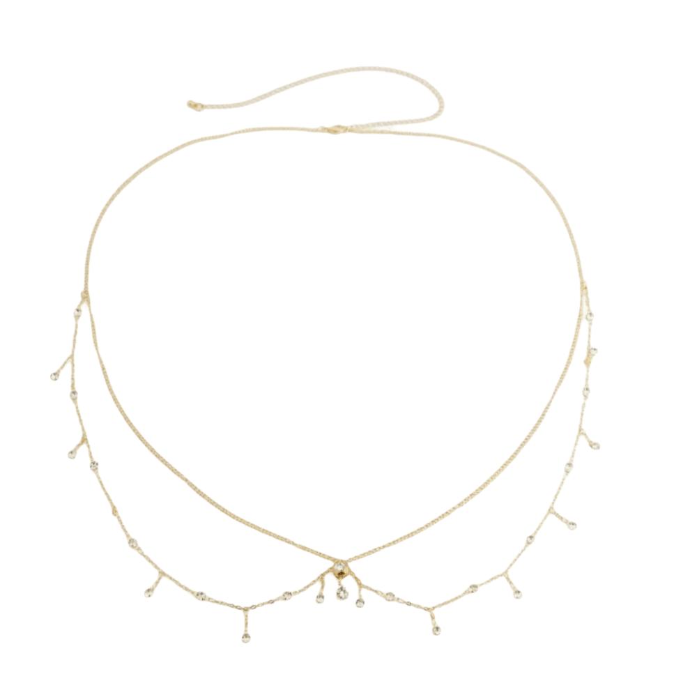 Gift Water Drop Navel Nails Body Chain Zircon Tassel Waist Chain Sparkling Silver Bikini Belly Belt Women