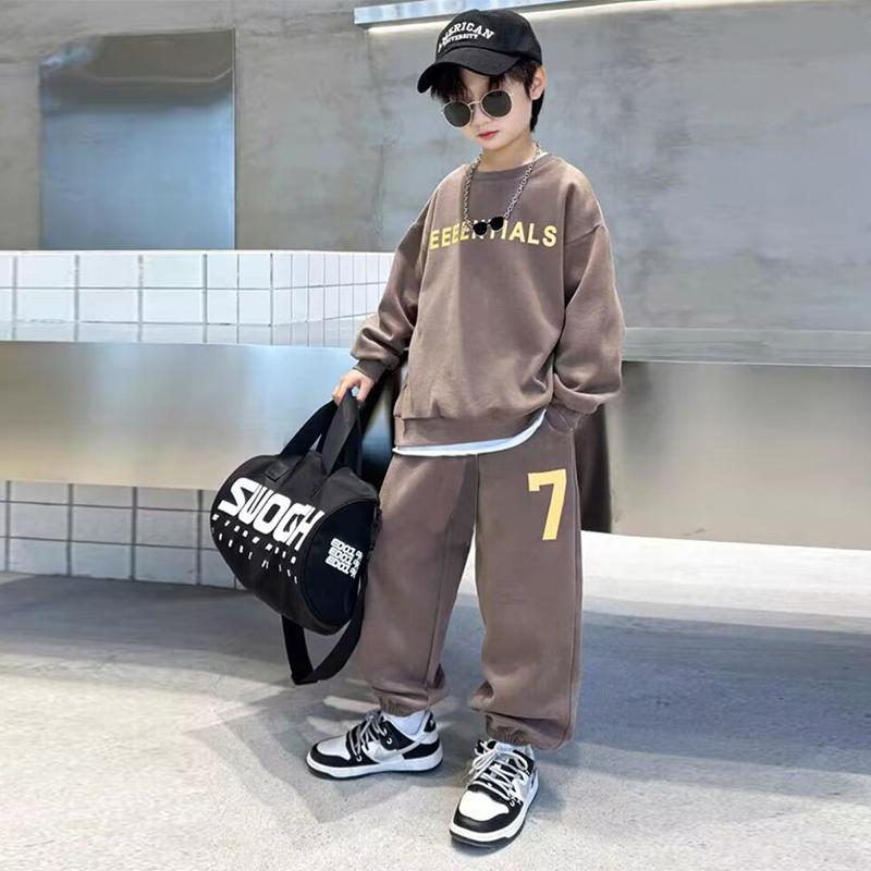Новая волна детской спортивной одежды для мальчиков, весенний костюм, весенний и осенний детский свитер для детей среднего и большого размера, комплект из двух частей, красивый и модный