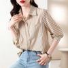 Полосатая рубашка, женская одежда, ранняя весна и осень, новый стиль, маленькая и модная рубашка с длинным рукавом