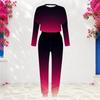 Women Plus Size Round Neck Long Sleeve Black Gold Printed Cuffed Top And Cuffed Pants Two Piece Set With Pockets