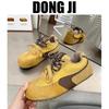 DONGJI оригинал 2025 ранняя весна новые немецкие кроссовки на толстой подошве женские кожаные туфли Forrest Gump на мягкой подошве повседневная обувь женская