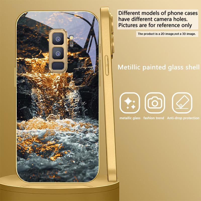 Великолепные пейзажи Для Samsung Galaxy S26 S20 FE S21 S22 S23 Plus S24 Ultra S25Ultra S21+ S22Plus Золотой стеклянный чехол для телефона