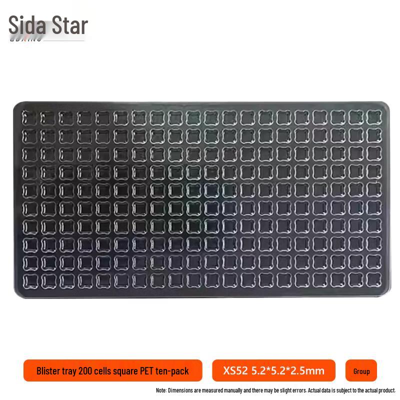 SDXING 200-Cell Square PET Blister Trays (10-Pack)