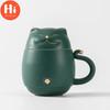 Hi Tang Pincha - Керамическая чайная чашка Lucky Cat с заварочным устройством, кофейная чашка, чашка для чая с молоком, набор для питья, чашка для воды, уникальный дизайн, подарочная чашка для воды для домашнего офиса