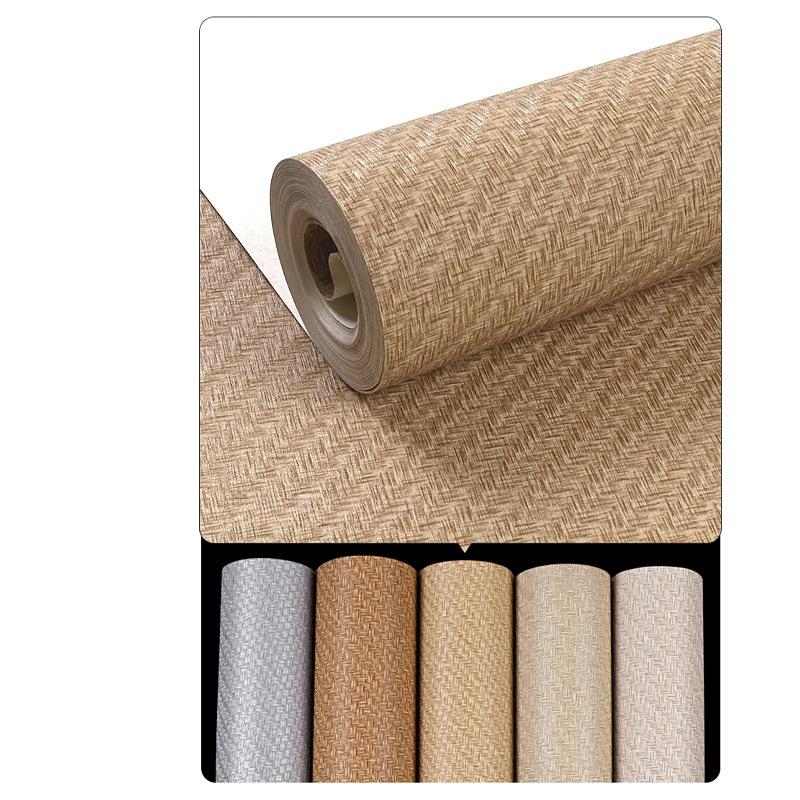 ПВХ Обои Однотонные Однотонные С рисунком под лен Имитация соломы Плетеная Обои Несамоклеящиеся водонепроницаемые минималистичные