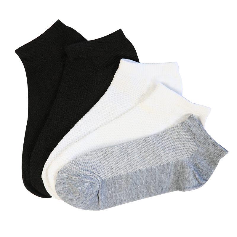 5 Pairs/Lot Men's Breathable Socks Short Ankle Elastic Solid Color Mesh Cotton Business Unisex Sock Plus Size EU38-46