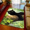 1PC Black cat on a branch Print Carpet Rug for Living Room Bedroom Sofa Doormat Home Decor Non-slip Floor Mat