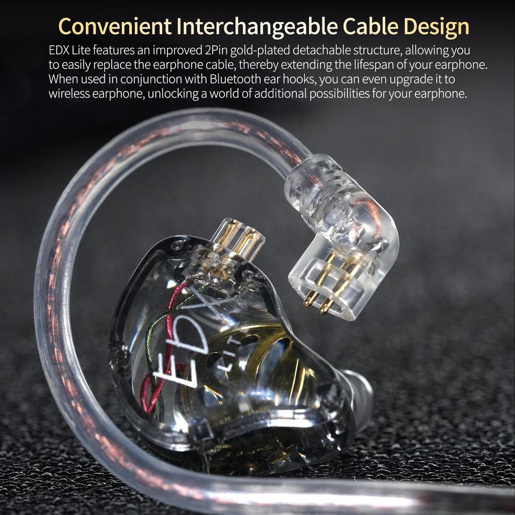 KZ EDX Lite Wired Headphones with 1DD 10mm Dynamic HIFI Sound Sound Deep Ergonomic Bass Compatible with Multiple for Music and Gaming with Earphones,