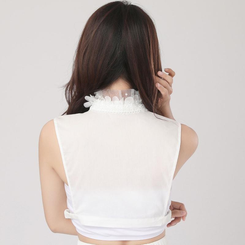 Шифоновое кружево, ложный воротник для осеннего свитера, рубашки, высокий воротник-стойка, съемное украшение, женский вышитый ложный воротник