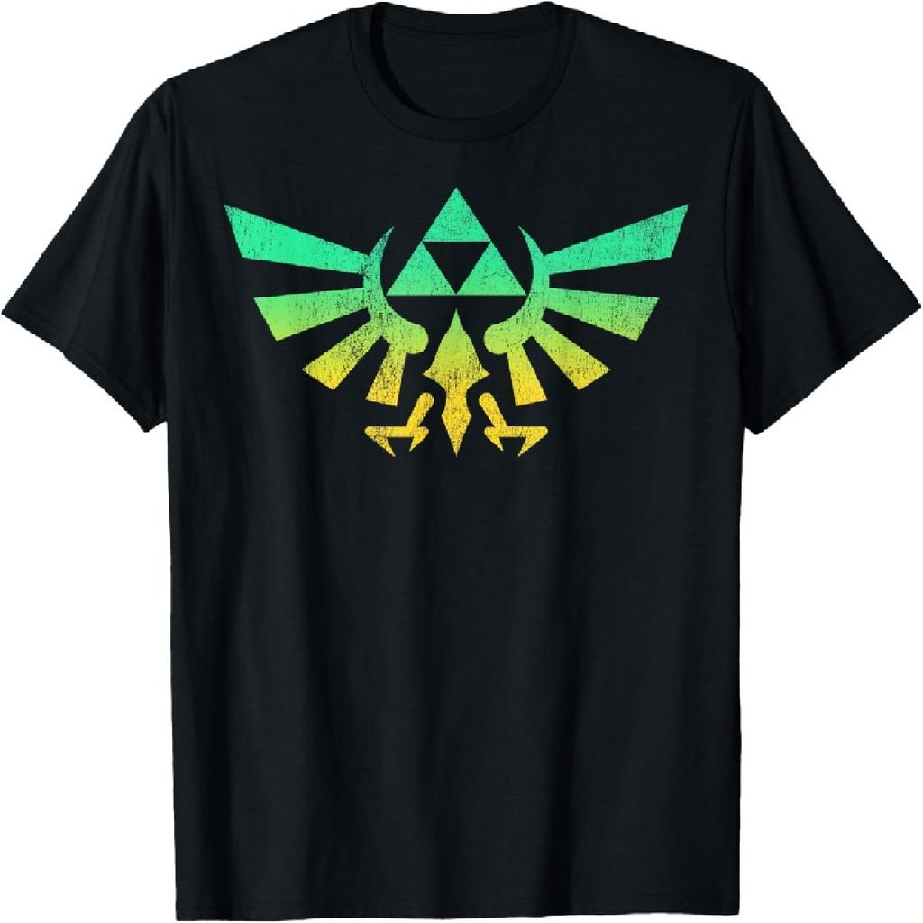 Футболка с графикой Legend of Zelda Triforce Green Fade