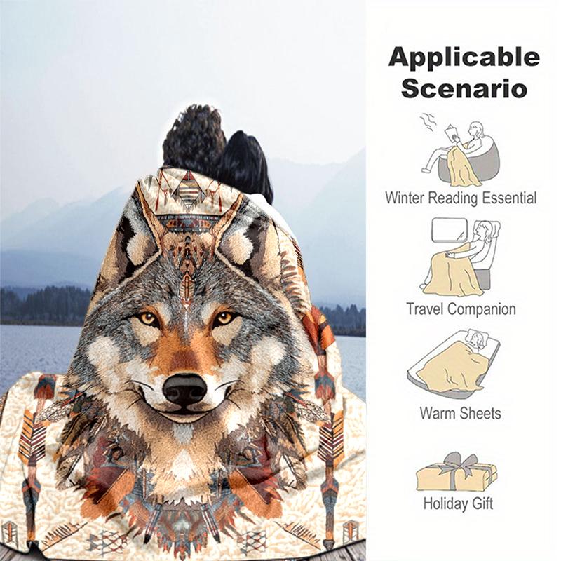 1PC Wolf Elements printed blanket, all season lightweight home office outdoor nap multifunctional blanket A7