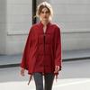 Handmade Button Shirt Women Stand Collar Shirt, Chinese Frog Blouse for Early Summer Casual Outfit Fall, Loose Solid Color Long Sleeve Top Spring Wear