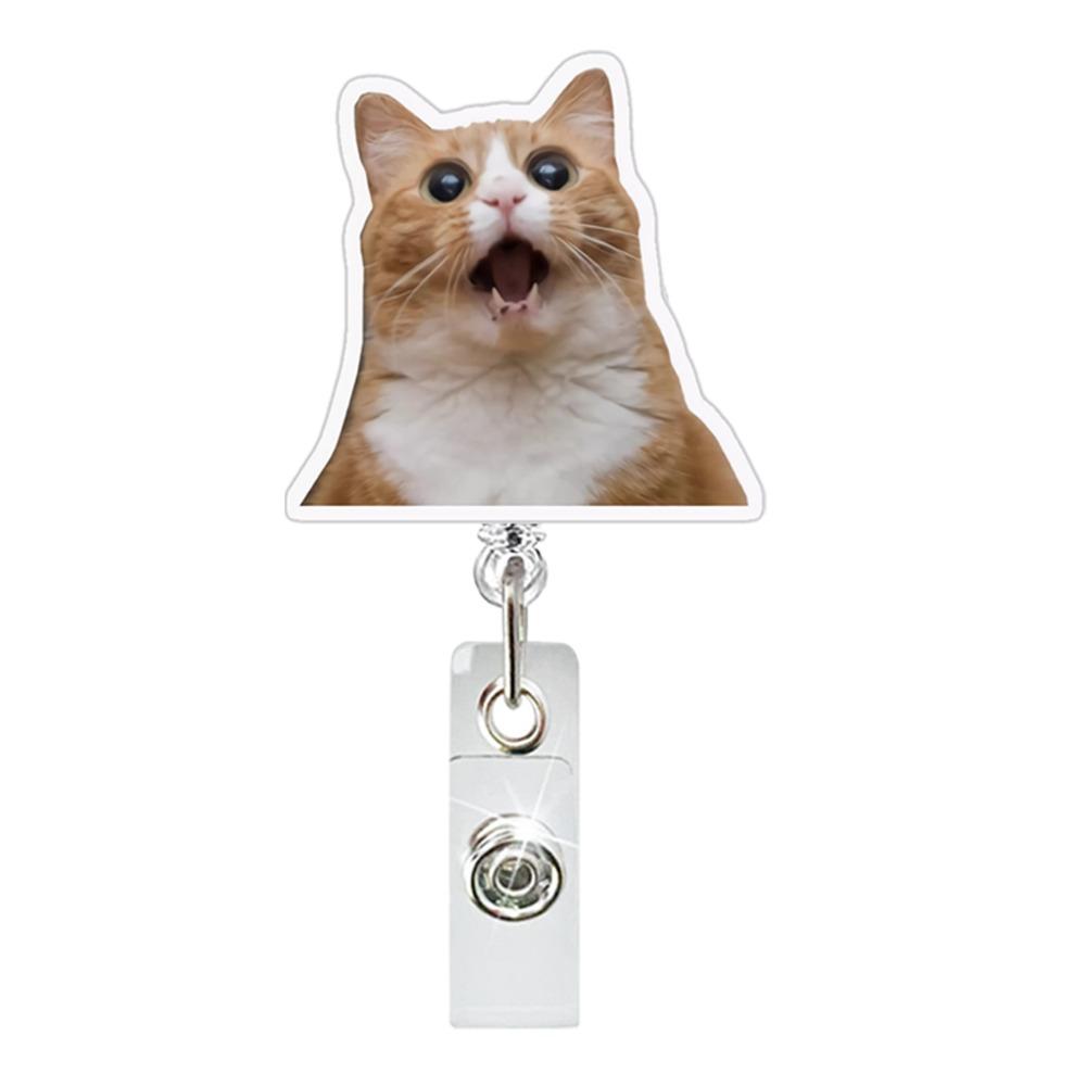 Акриловые мемы катушки для значков шнурок для удостоверения личности клипса забавный брелок для ключей с котом